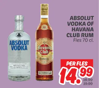 Aanbieding: Absolut vodka of Havana Club rum