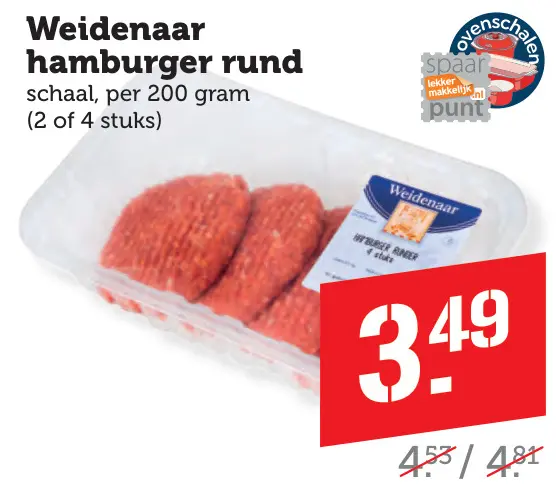 Aanbieding: Weidenaar hamburger rund