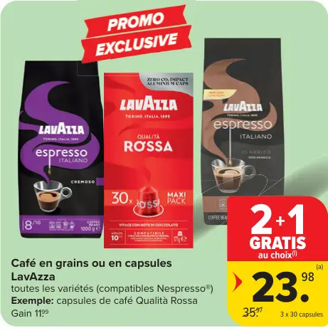 Offre: Café en grains ou en capsules