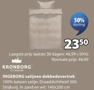 Promotie: INGEBORG satijnen dekbedovertrek