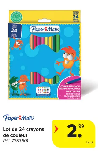 Offre: Lot de 24 crayons de couleur
