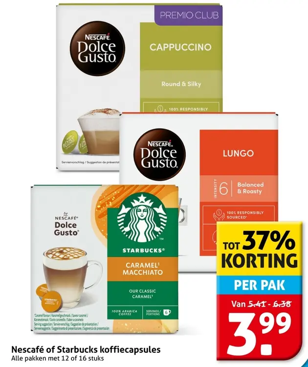 Aanbieding: Nescafé of Starbucks koffiecapsules