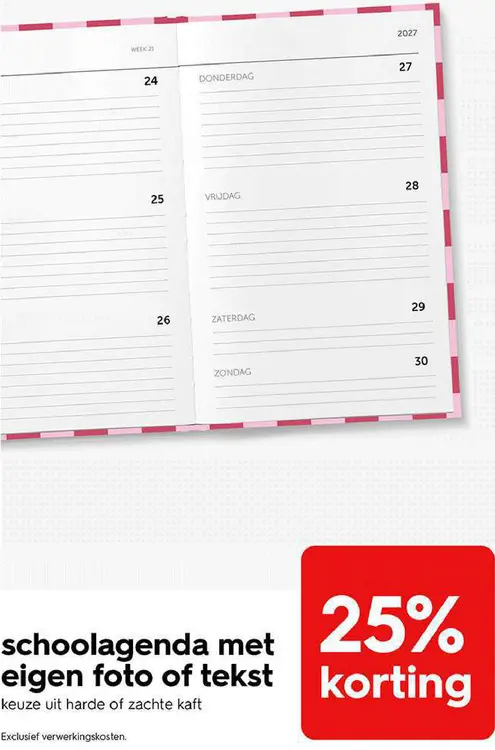 Promotie: Schoolagenda met eigen foto of tekst