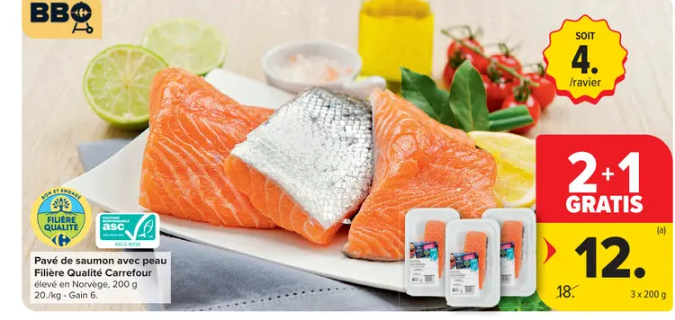 Offre: Pavé de saumon avec peau