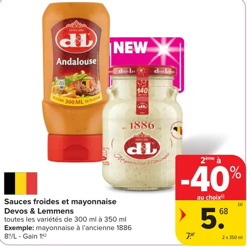 Offre: Sauces froides et mayonnaise