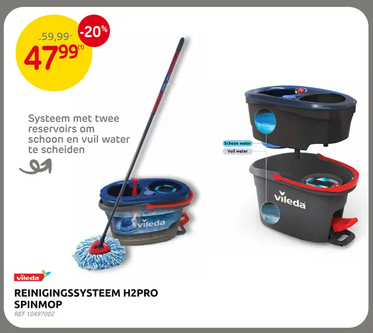 Promotie: Vileda h2pro mop dweilen spinmop systeem