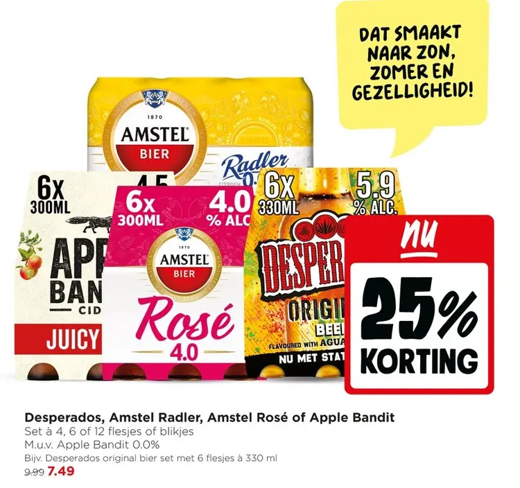 Aanbieding: Desperados, Amstel Radler, Amstel Rosé of Apple Bandit