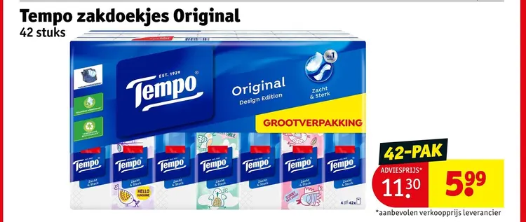 Aanbieding: Tempo zakdoekjes Original