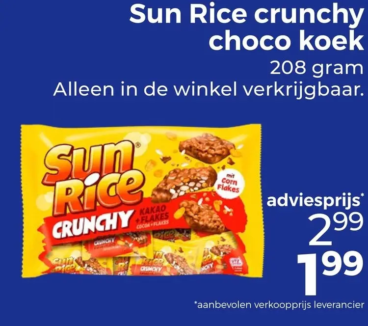 Aanbieding: Sun Rice crunchy choco koek