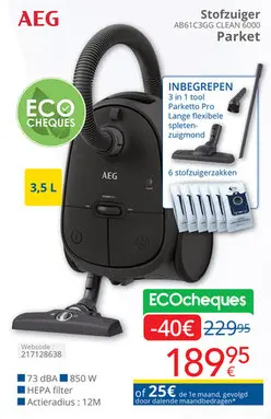 Promotie: Stofzuiger AB61C3GG CLEAN 6000 Parket