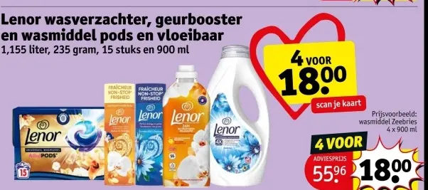 Aanbieding: wasverzachter, geurbooster en wasmiddel pods 