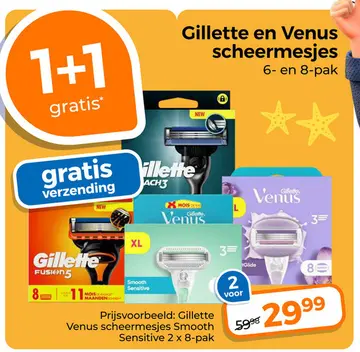Aanbieding: Gillette en Venus scheermesjes