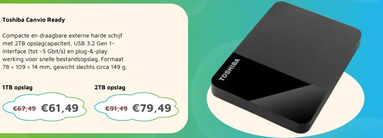 Aanbieding: Toshiba Canvio Ready 2TB