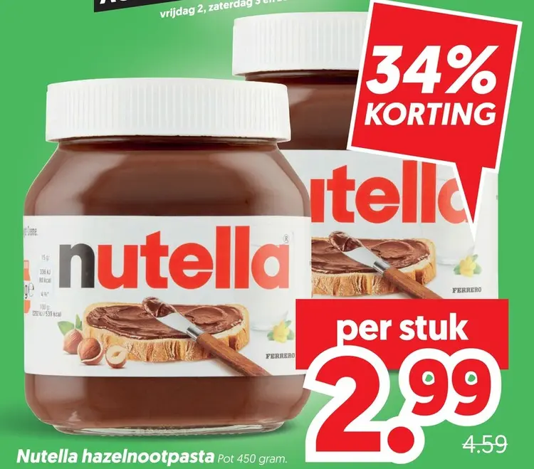 Aanbieding: Nutella hazelnootpasta