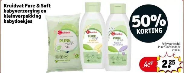 Promotie: Pure & Soft babyverzorging en kleinverpakking babydoekjes
