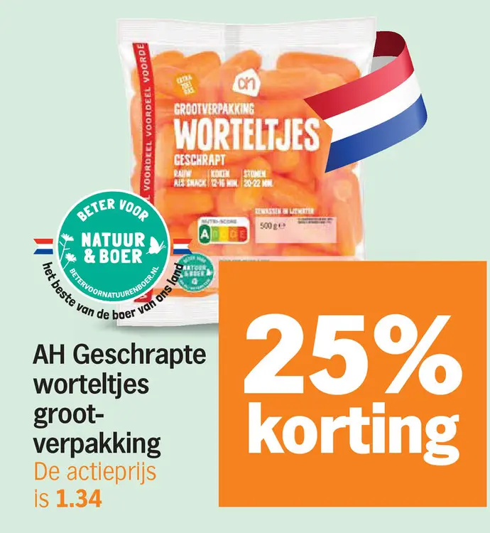 Aanbieding: Geschrapte worteltjes grootverpakking