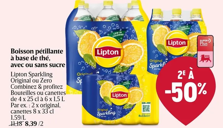 Offre: Boisson pétillante à base de thé, avec ou san