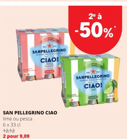 Offre: San Pellegrino Ciao Lime Ou Pesca