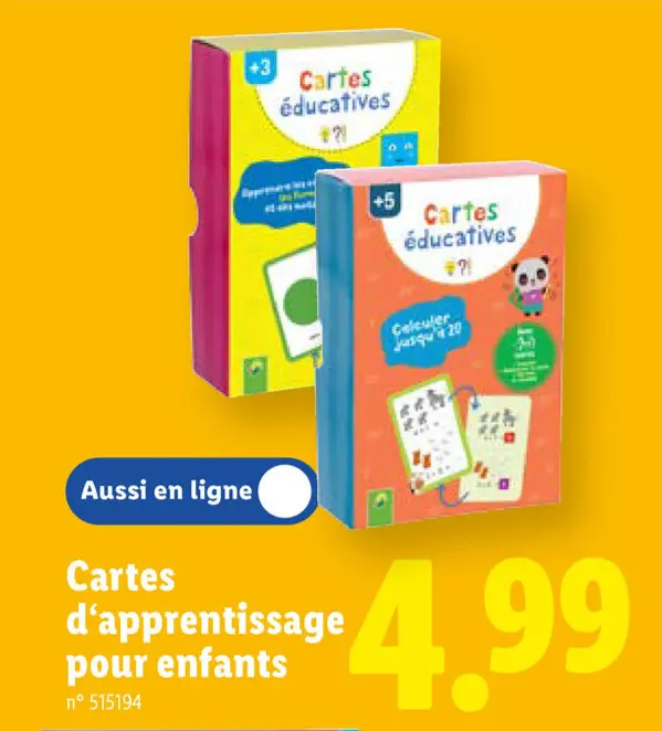 Offre: Cartes d'apprentissage pour enfants