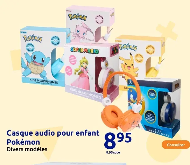 Offre: Casque audio pour enfant Pokémon