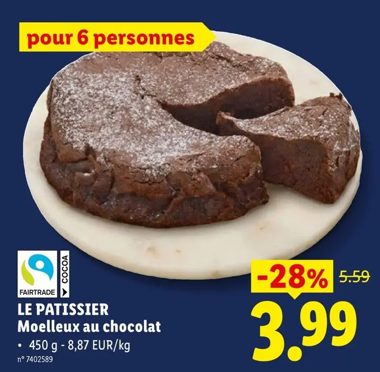 Offre: Moelleux au chocolat
