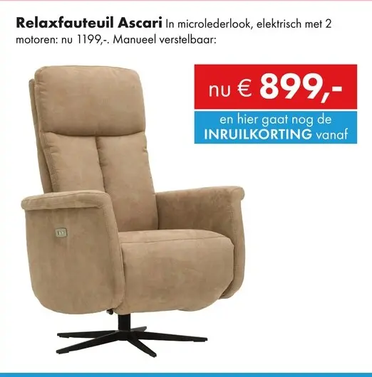 Promotie: Ascari relaxfauteuil beige