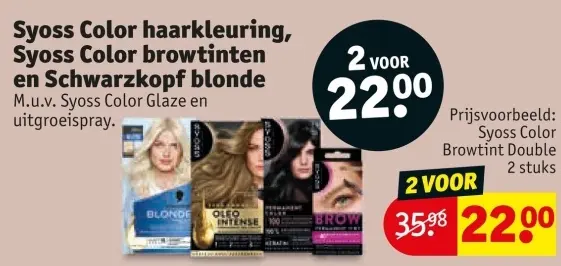 Aanbieding: Syoss Color haarkleuring, Syoss Color browtinten en Schwarzkopf blonde