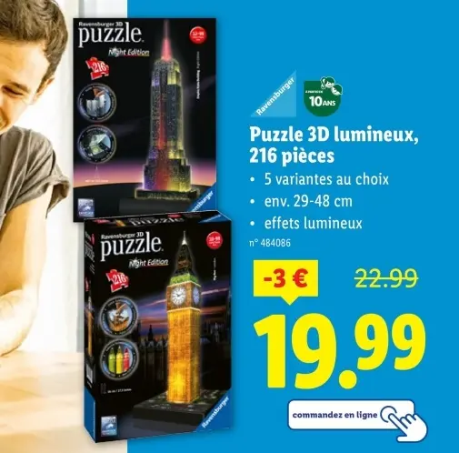 Offre: Puzzle 3D lumineux