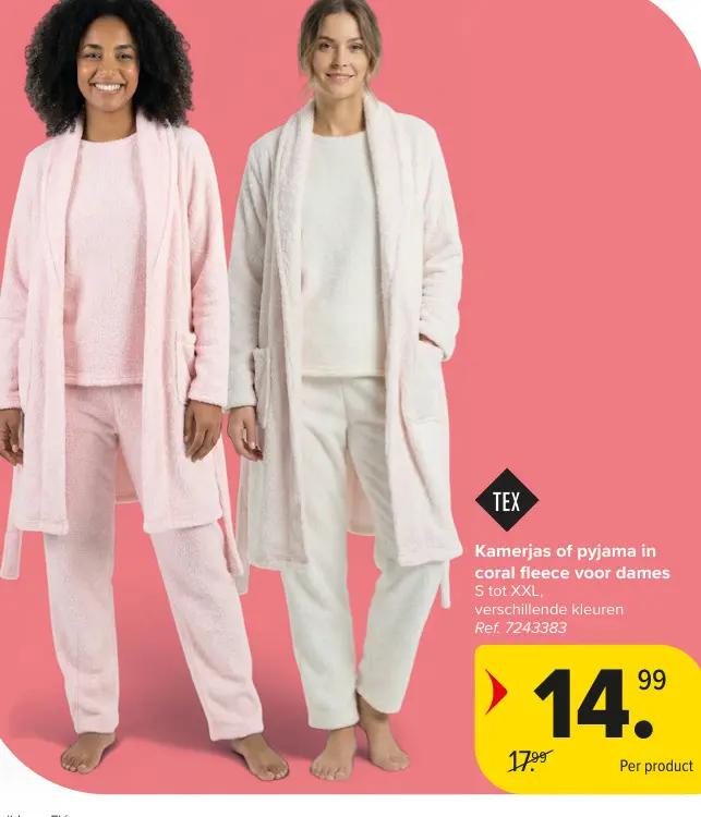 Promotie: Kamerjas of pyjama in coral fleece voor dames