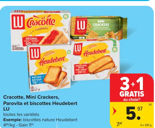 Offre: Cracotte, Mini Crackers, Parovita et biscottes Heudebert