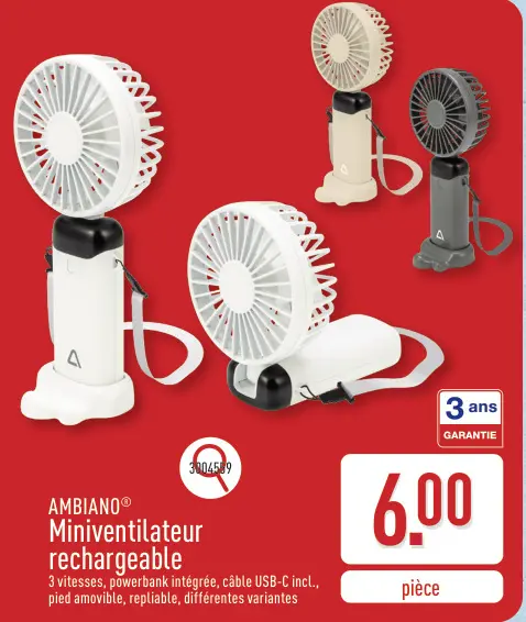 Offre: Miniventilateur rechargeable