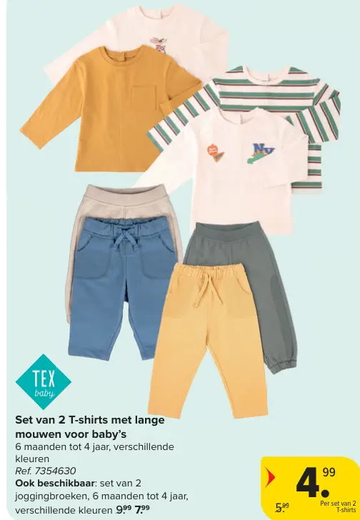 Promotie: Set van 2 T-shirts met lange mouwen voor baby