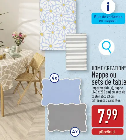 Offre: Nappe ou sets de table