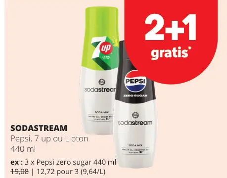 Offre: SodaStream Pepsi, 7 up ou Lipton