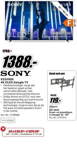 Aanbieding: K55XR80 4K OLED Google TV