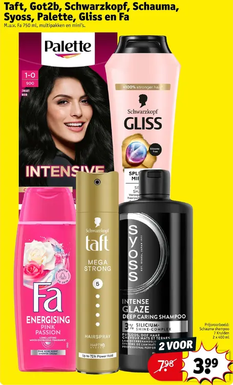 Aanbieding: Taft, Got2b, Schwarzkopf, Schauma, Syoss, Palette, Gliss en Fa