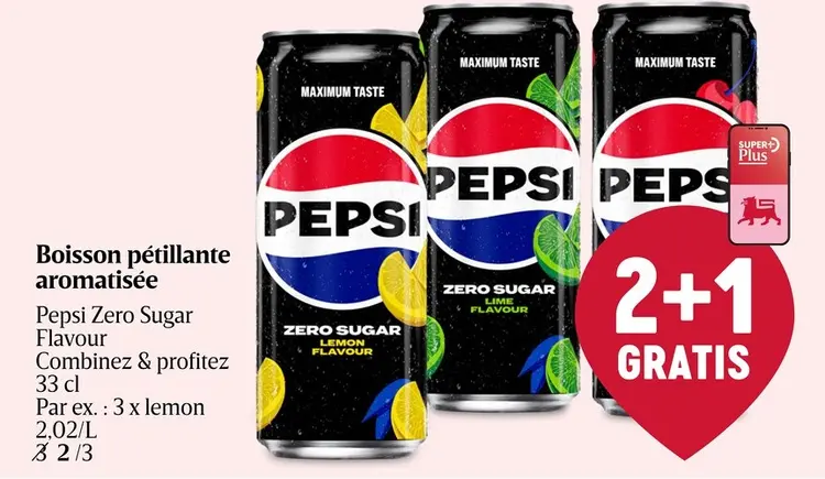 Offre: Boisson pétillante aromatisée Pepsi Zero Suga