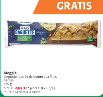 Offre: baguette fourrée de beurre aux fines herbes