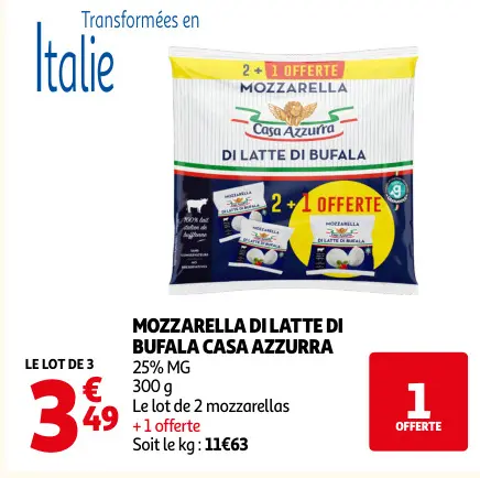 Offre: Mozzarella di latte di bufala