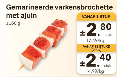 Promotie: Gemarineerde varkensbrochette met ajuin