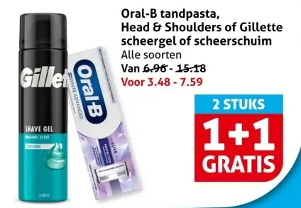 Aanbieding: Oral-B tandpasta, Head & Shoulders of Gillette scheergel of scheerschuim