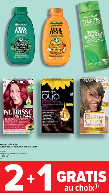 Offre: Soins cheveux et coloration Ultra Doux, Nutrisse, Fructis, Olia et Belle Color
