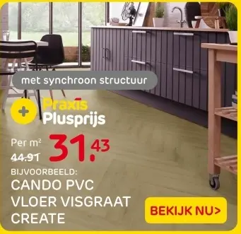 Aanbieding: Cando pvc vloer visgraat create