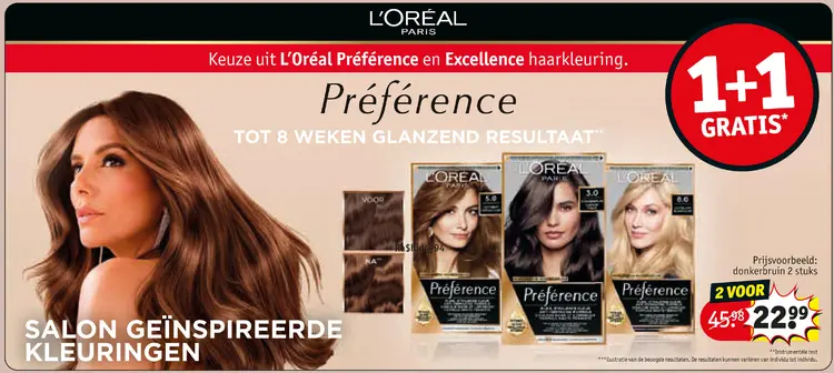 Aanbieding: L'Oréal Préférence en Excellence haarkleuring