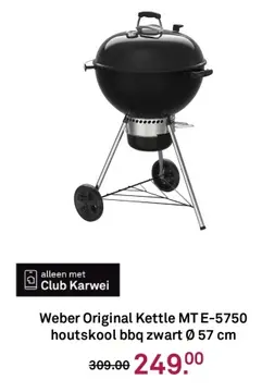 Aanbieding: Weber Original Kettle MT E-5750 houtskool bbq zwart
