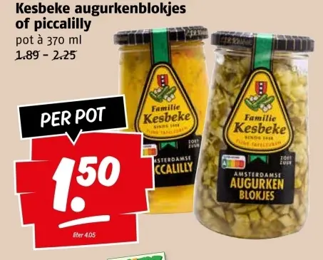 Aanbieding: Kesbeke augurkenblokjes of piccalilly