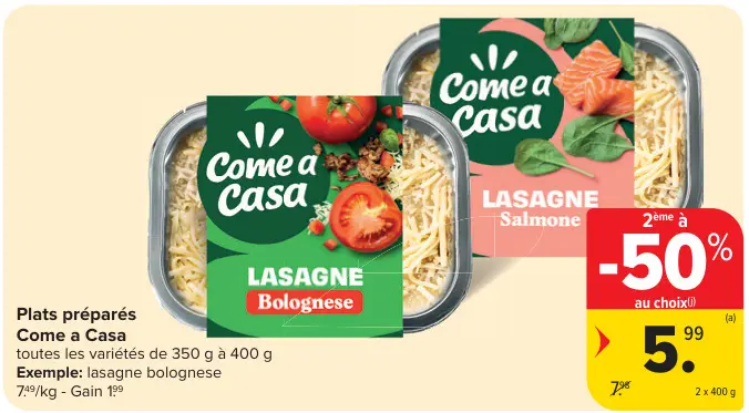 Offre: Plats préparés Lasagne