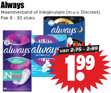 Aanbieding: Maandverband of inlegkruisjes