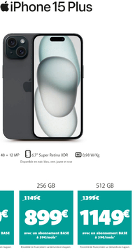 Offre: Apple iPhone 15 Plus 512 GB