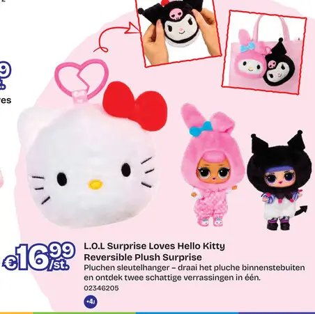 Aanbieding: L.O.L Surprise Loves Hello Kitty Reversible Plush Surprise asstd Sidekick